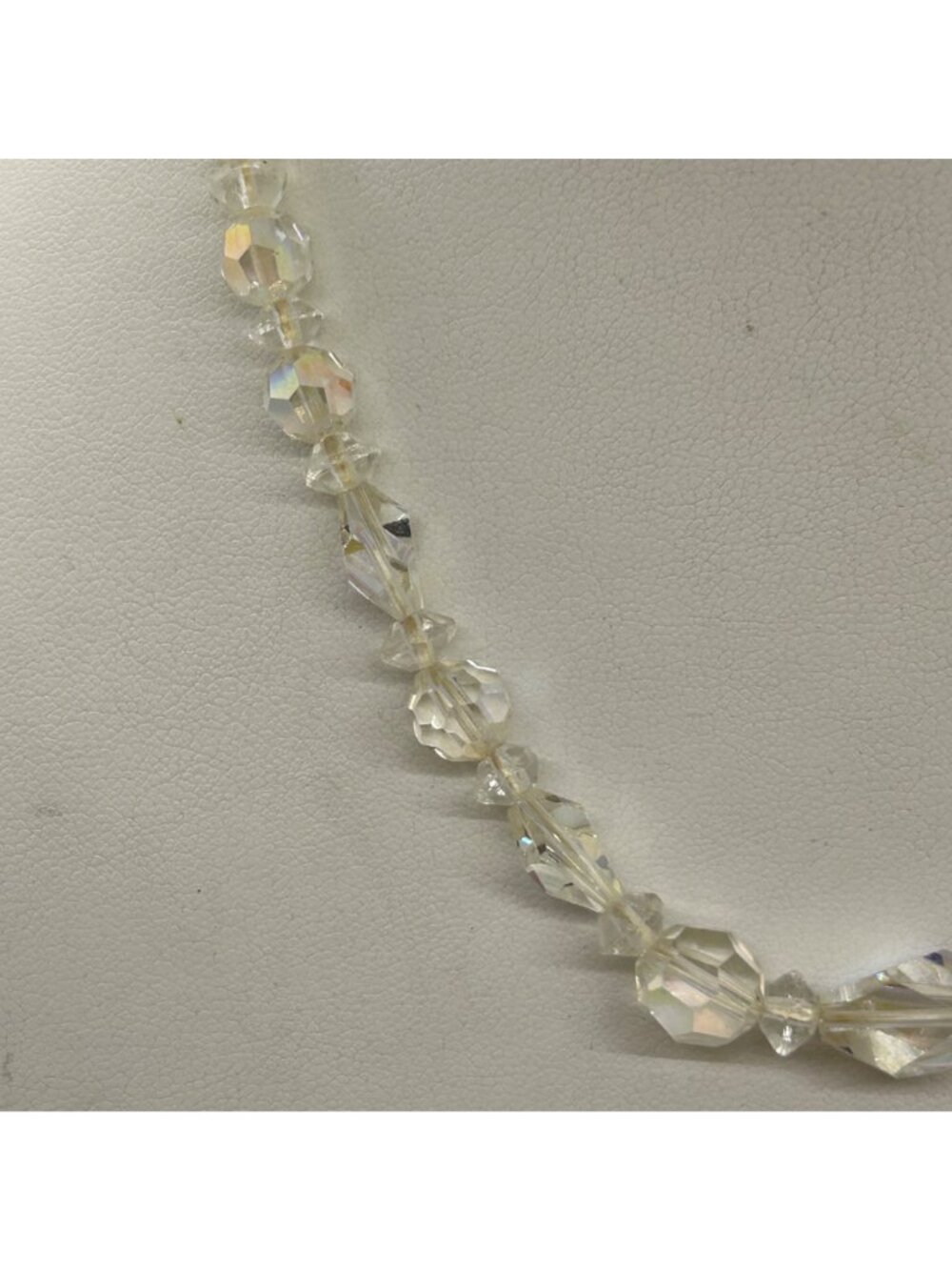 Vintage Clear Faceted Glass Bead Necklace With Shepherds Hook Clasp 1940-1950s - Picture 3 of 14